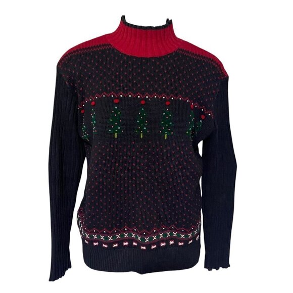 Villager Sport Christmas Cotton-Blend Mockneck Sweater Size Medium - Picture 1 of 6
